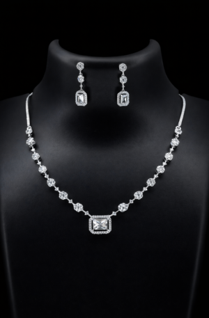 clarisse square halo american diamond set