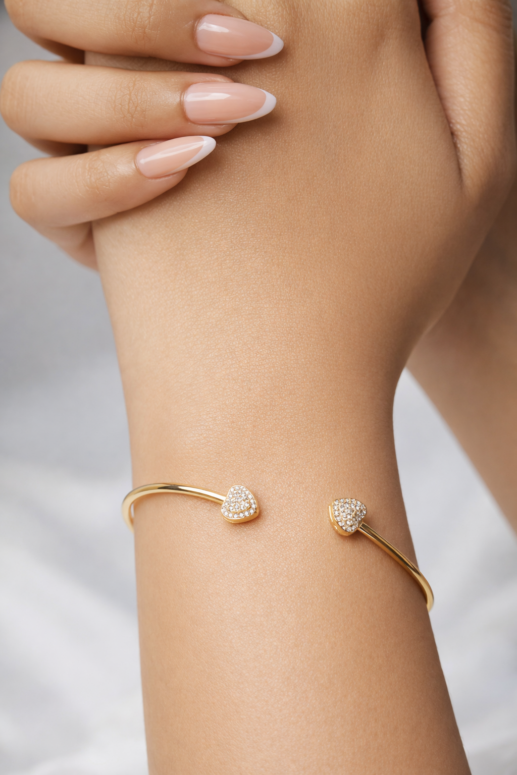 golden heart embrace silver bracelet