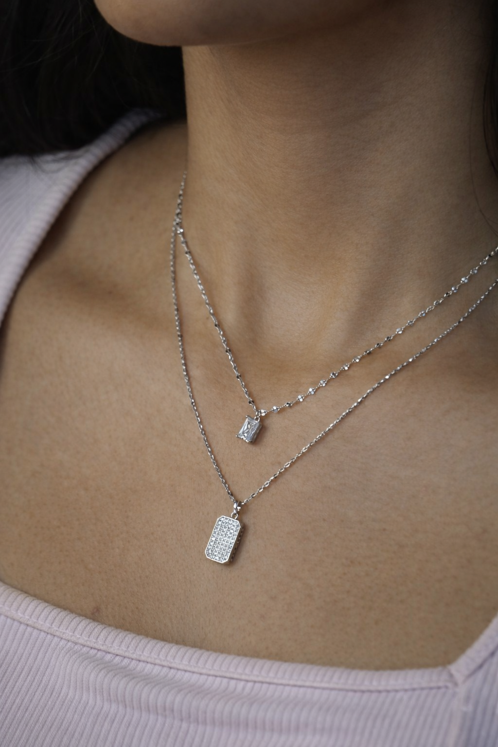 urban duo tag silver chain