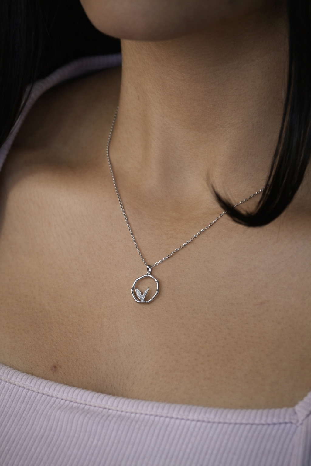 silver leaf circle chain