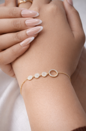 golden trio orbit silver bracelet