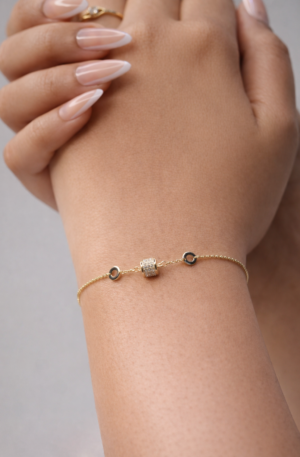 golden barrel accent silver bracelet