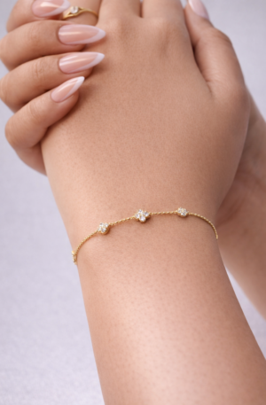 golden petite bloom silver bracelet