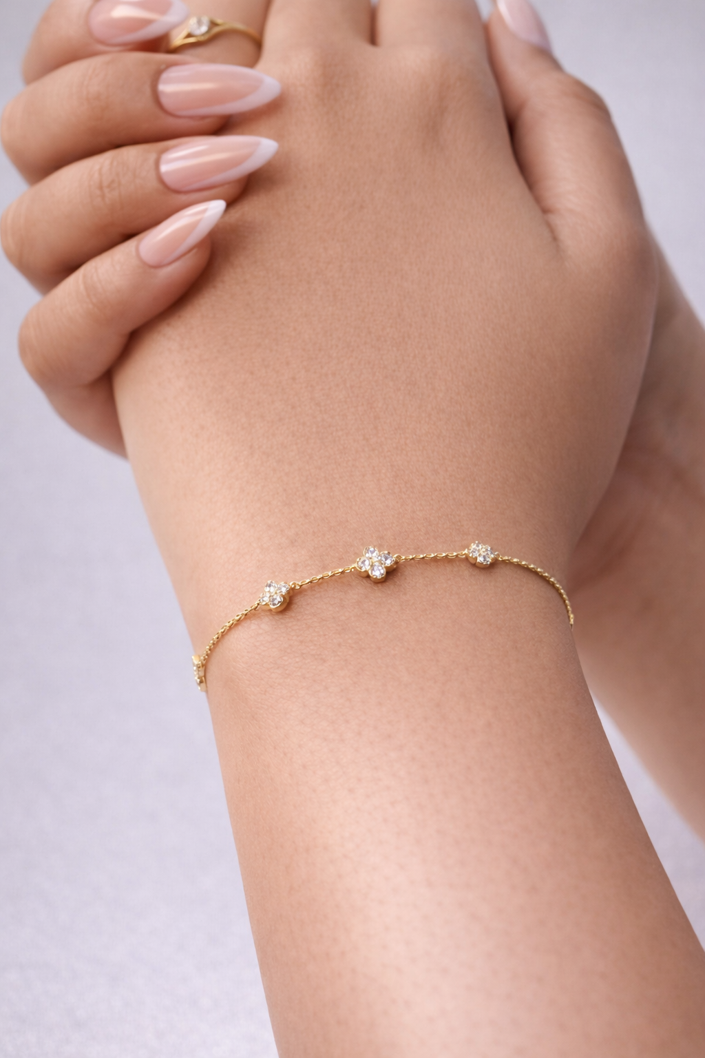 golden petite bloom silver bracelet