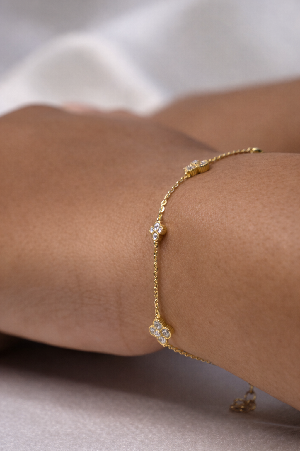 golden petite bloom silver bracelet