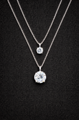 dual solitaire silver chain