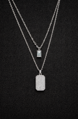 urban duo tag silver chain