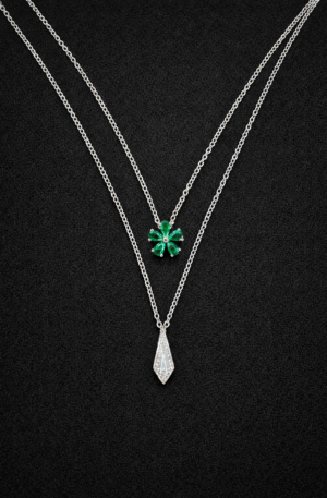 emerald bloom dual silver chain
