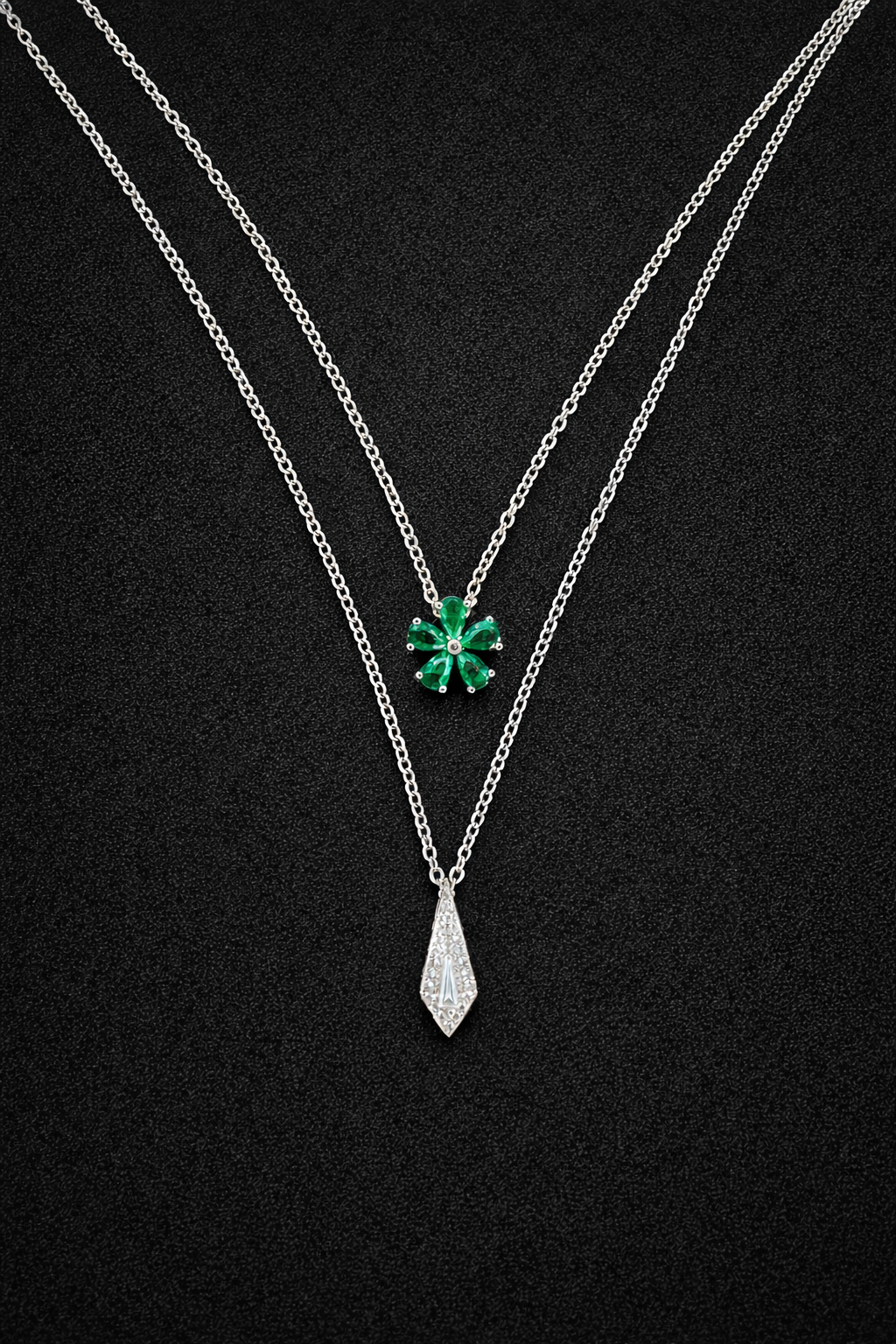 emerald bloom dual silver chain