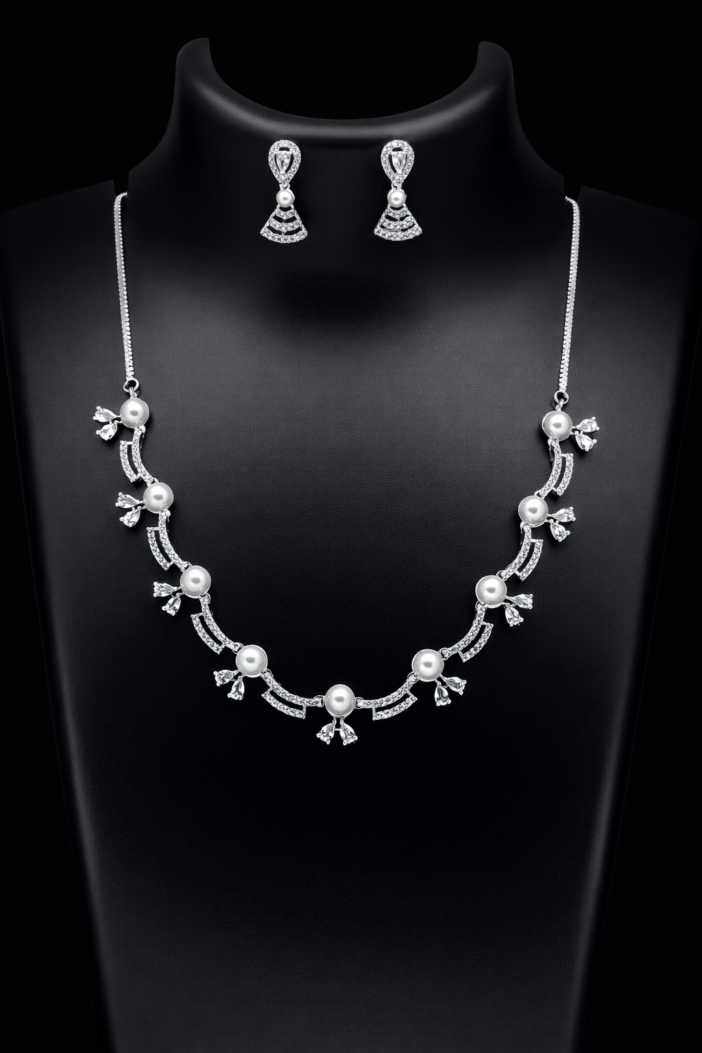 elara pearl radiance american diamond set