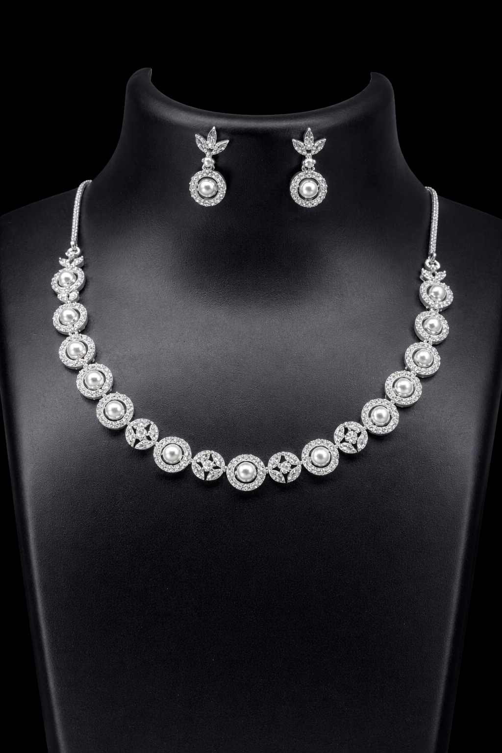 elara pearl radiance american diamond set