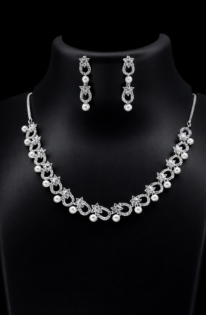 elara pearl radiance american diamond set