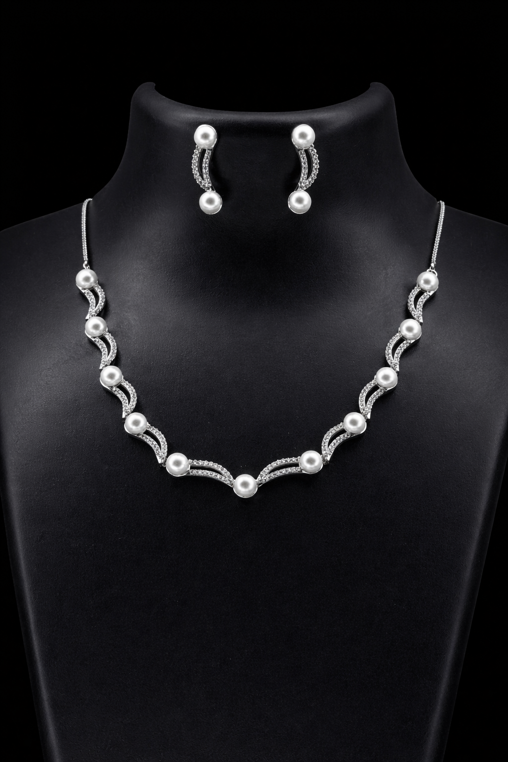 elara pearl radiance american diamond set