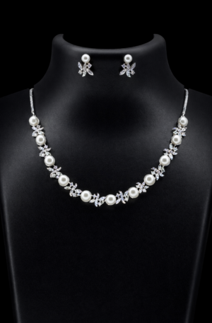 elara pearl radiance american diamond set