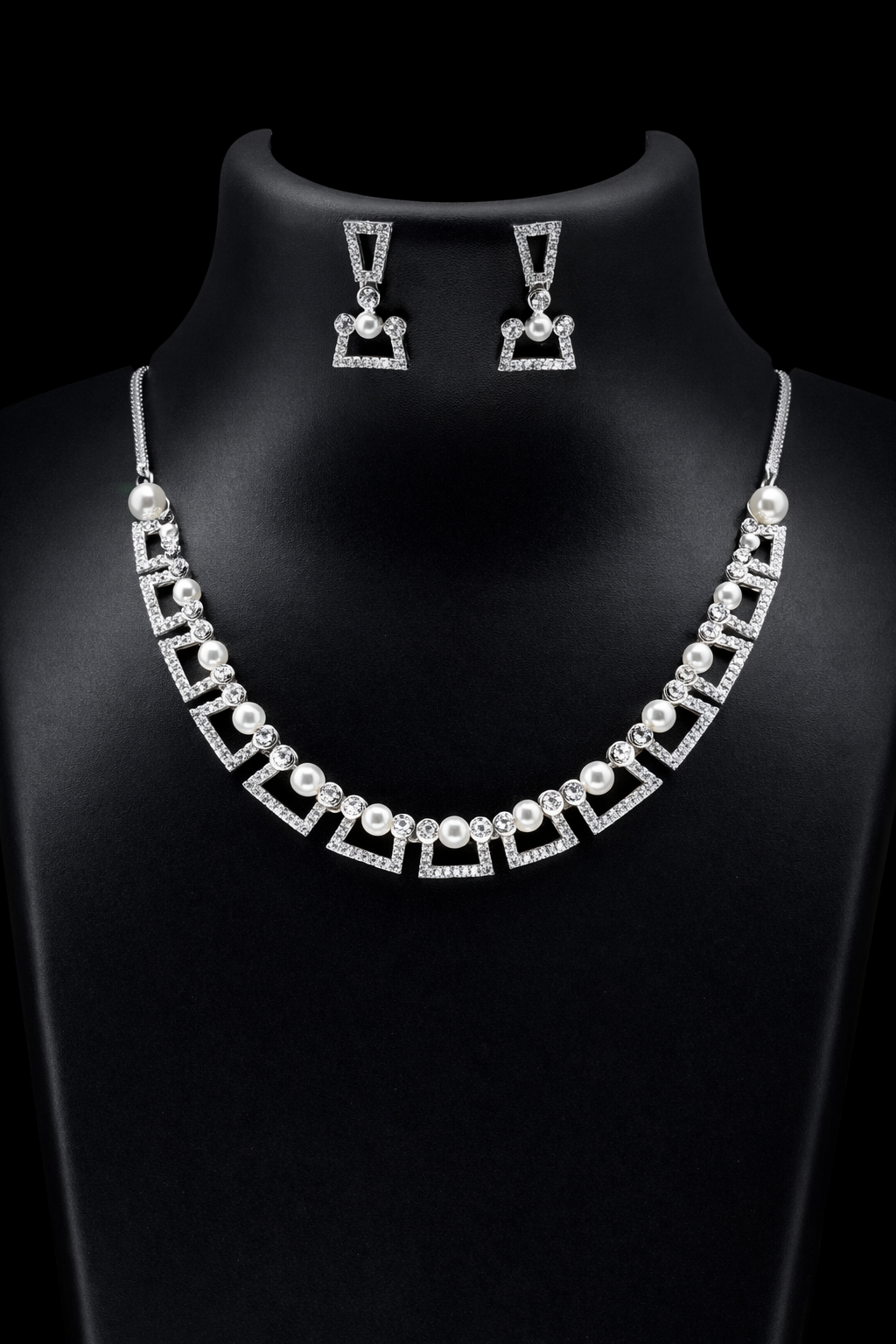 elara pearl radiance american diamond set