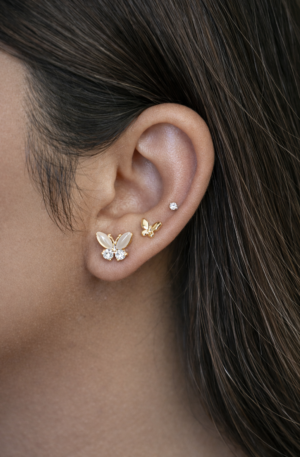 butterfly crystal stud earrings set