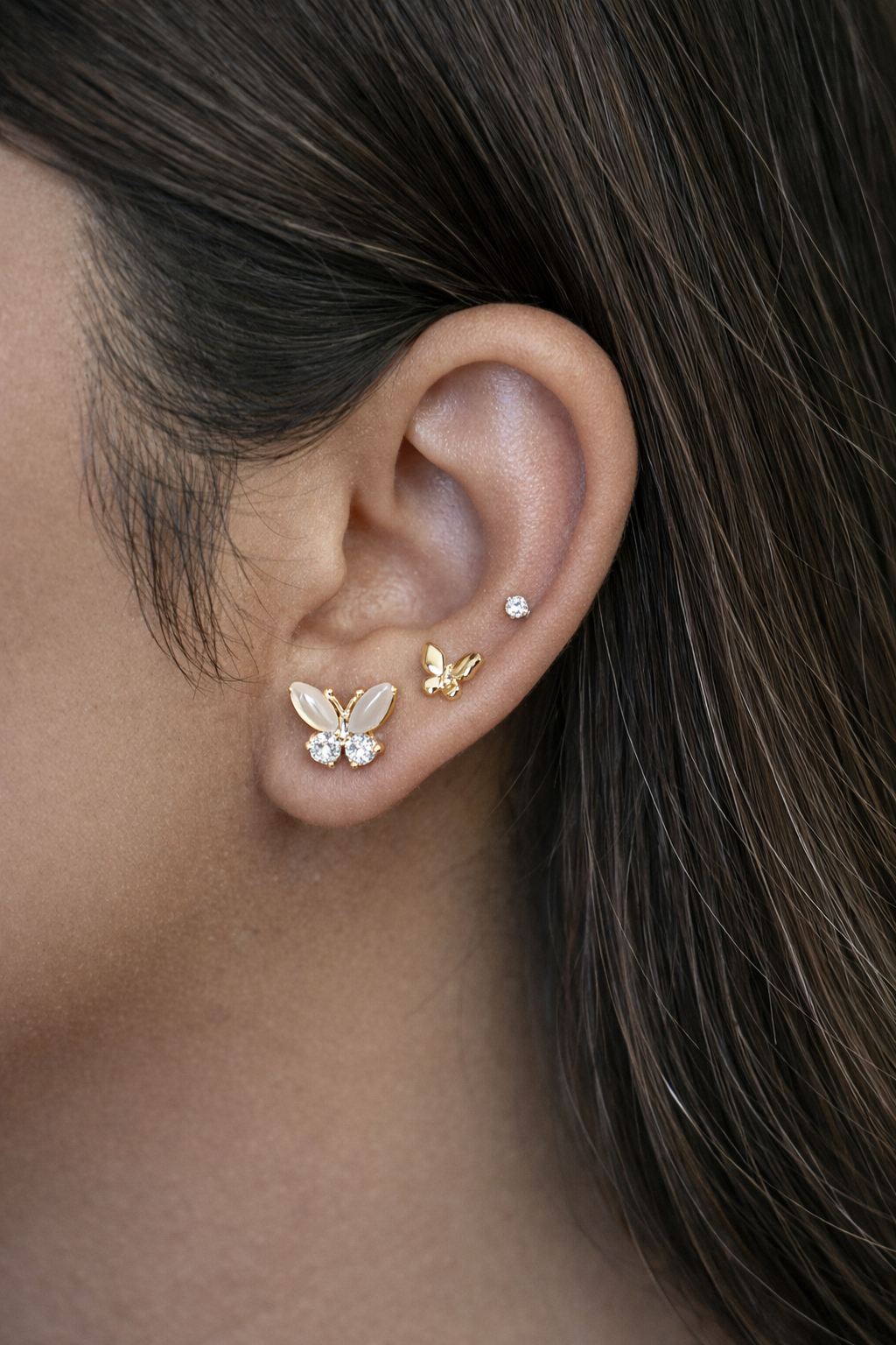 butterfly crystal stud earrings set