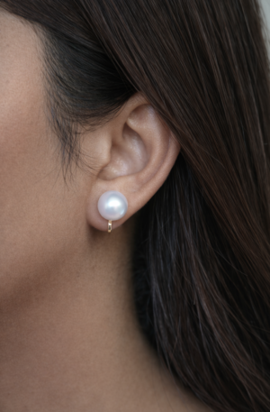 classic pearl mini hoop earrings