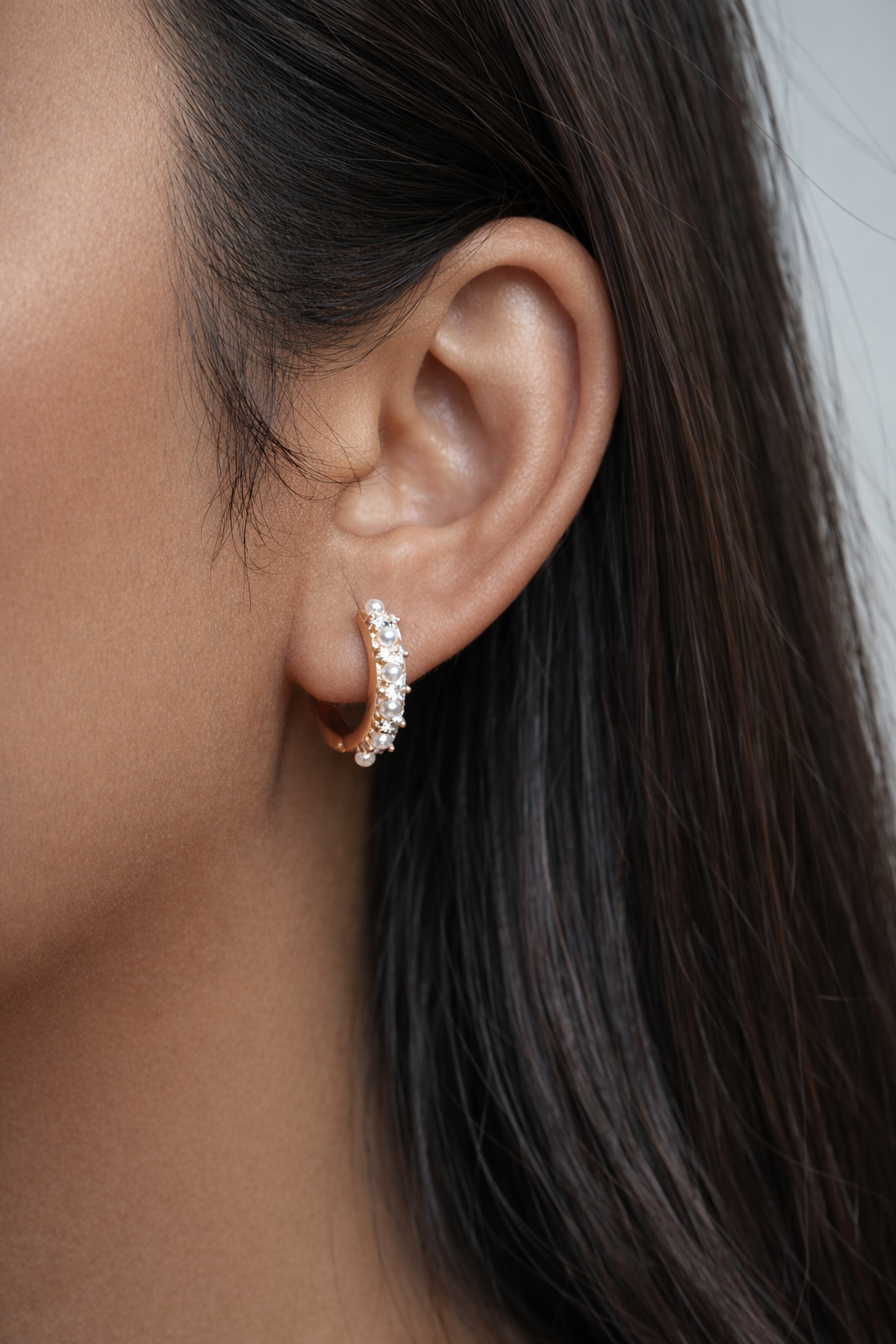 pearl halo hoop earrings