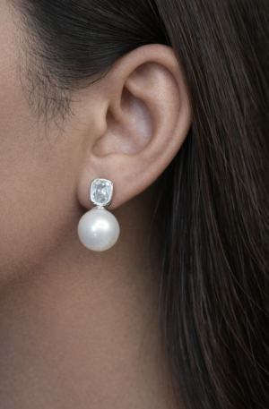 crystal top pearl drop earrings