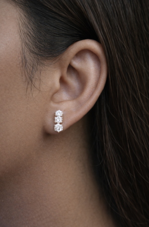 triple solitaire crystal stud earrings