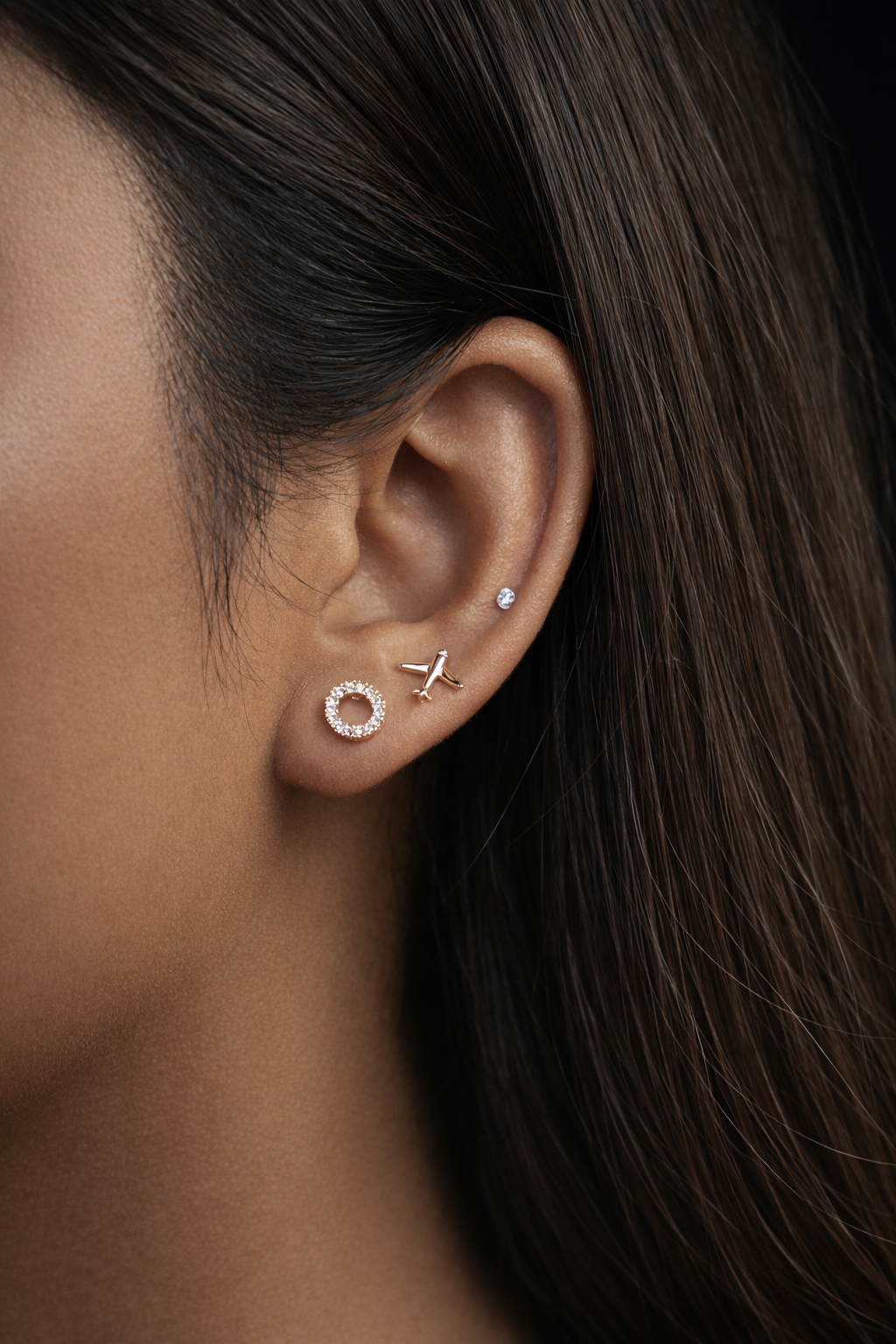 orbit airplane stud earrings set