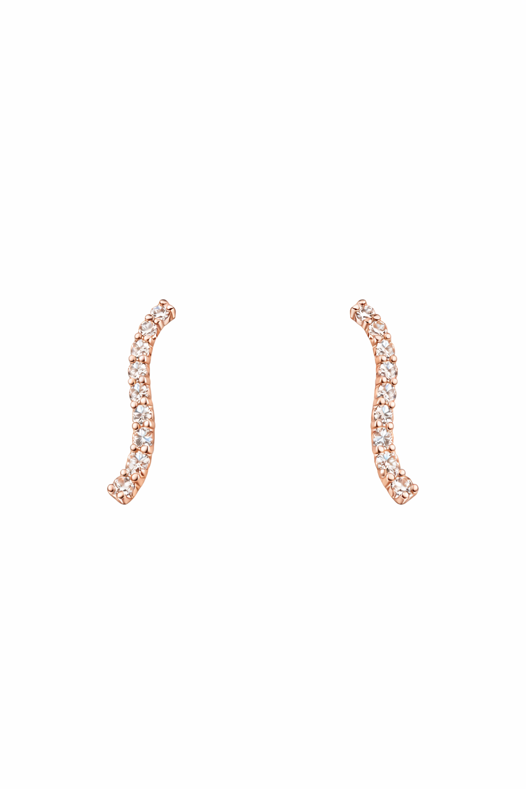 wave line diamond stud earrings